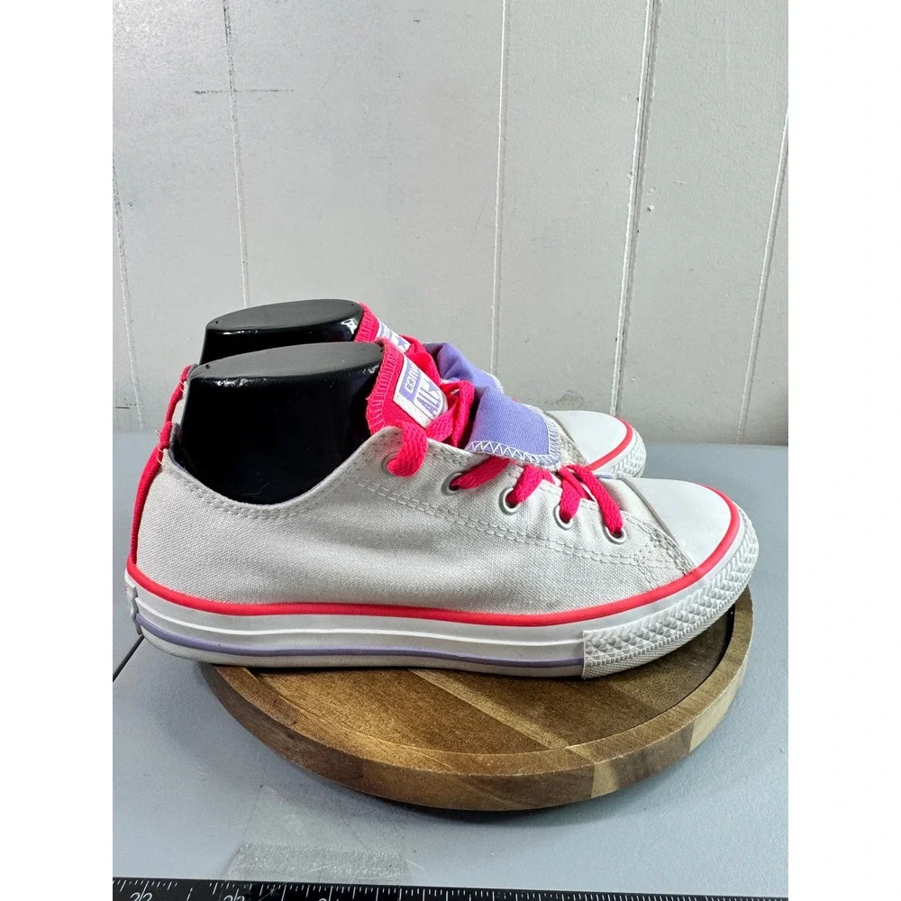 Converse Chuck Taylor Sneakers Junior 4 White Good Double Tongue Pink Purple